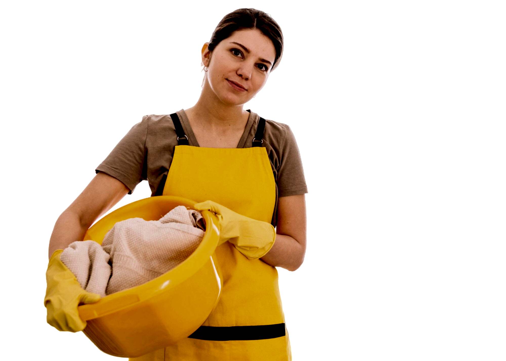 art temizlik kadin temizlikci yellow basket